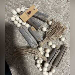TradeCie 72” Wood Bead Garland Ivory With Tassels